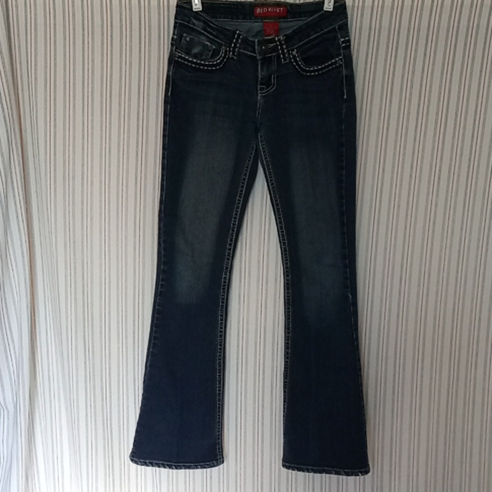 Red Rivet Low Rise Jeans 5